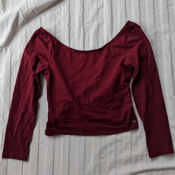 Maroon lace back crop top - Picture 2 of 5